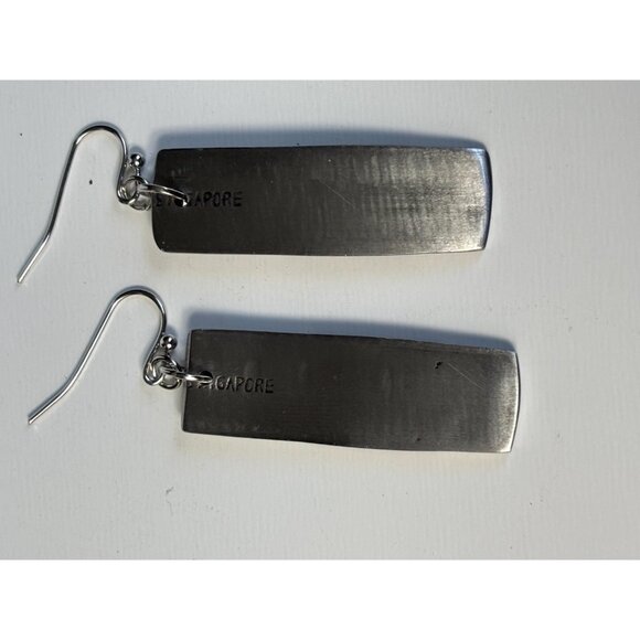 Handmade Earrings Upcycled Silverware: Vines Leaves Stainless Steel Drop Earring - Picture 5 of 6